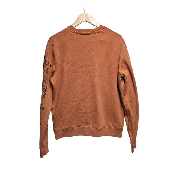BLIND‎ ROOSTER Sweatshirt  Medium Orange MOVE FORWARD Cherry Blossoms - Picture 4 of 4